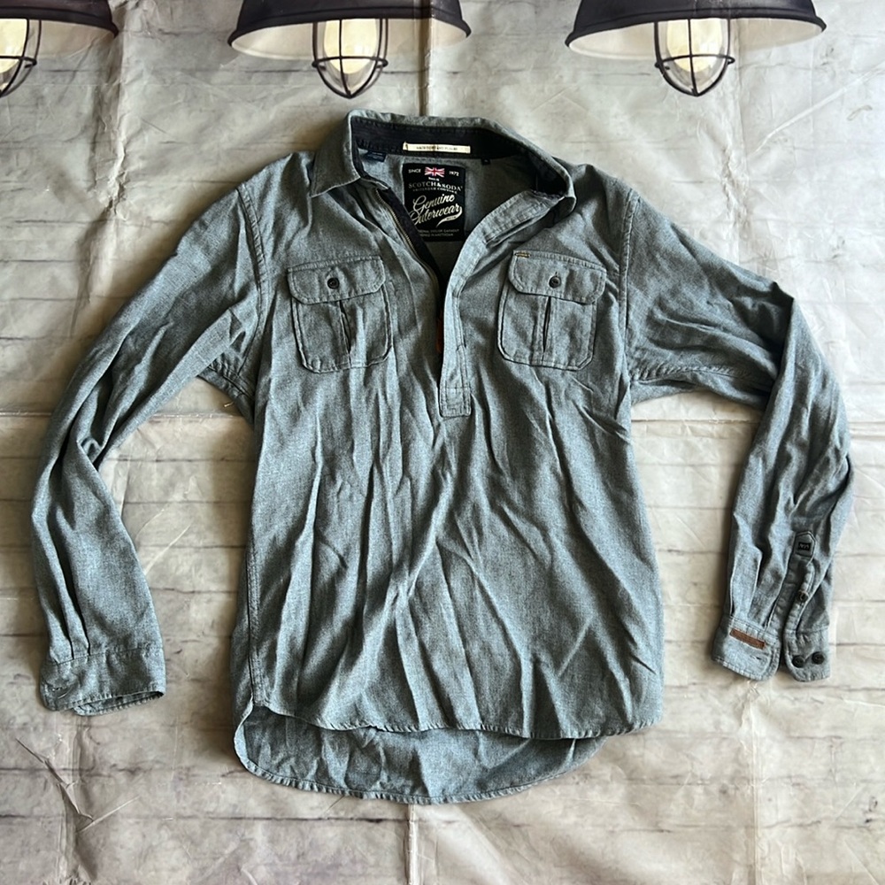 Scotch And Soda Amsterdam Couture Men's XL Gray 1/4 Zip Pullover